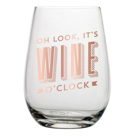 Stemless Wine Glass - Oh Look It's Wine O'Clock - NEW IN BOX! - Picture 1 of 4